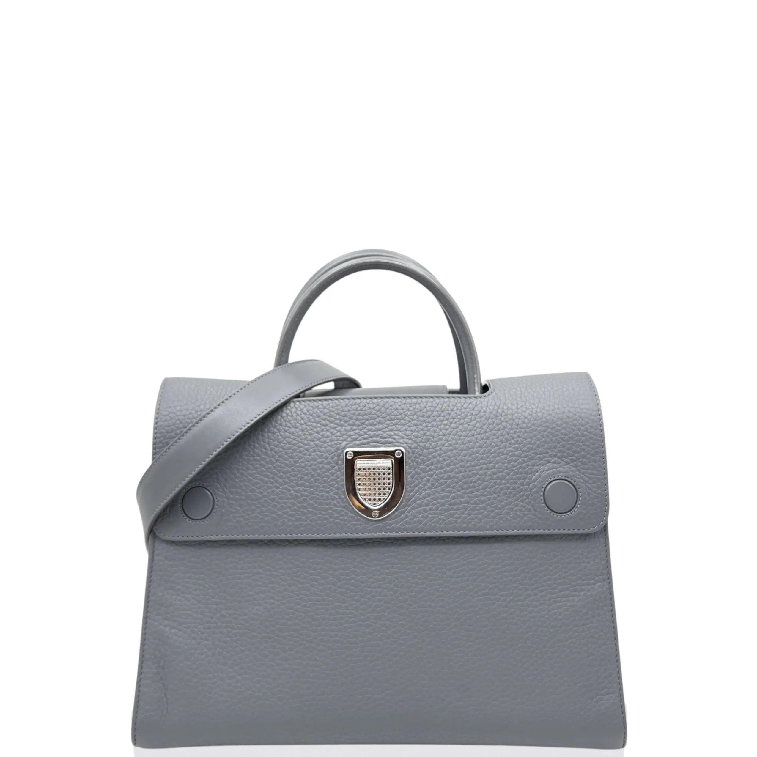 Pre-owned Dior Leather Shoulder Bags Diorever Flap Calfskin Grey (kc010626a6)