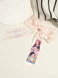1pc Large Kpop Hair Bow with Girl Band Printed Ribbons | Comfortable Secure Clip | Versatile Design