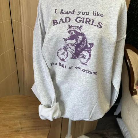 Women's Comfortable Fit Ash Gray T-Shirt, Tee, or Hoodie - "I Heard You Like Bad Girls" Graphic Top
