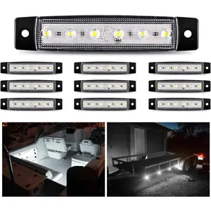 Nilight 10PCS 3.8 6LED White LED Indicator Light Truck Camper Side Marker Light Marine Boat Stern Light Yacht Kayak Sailboat Trailer Bus RV Clearance Light 12V DC