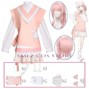 In Stock Akiyama Mizuki Cosplay Anime Colorful Stage Cos PJSK Cat MaoMao Tail Lolita Uniform Halloween Party Outfits for Women