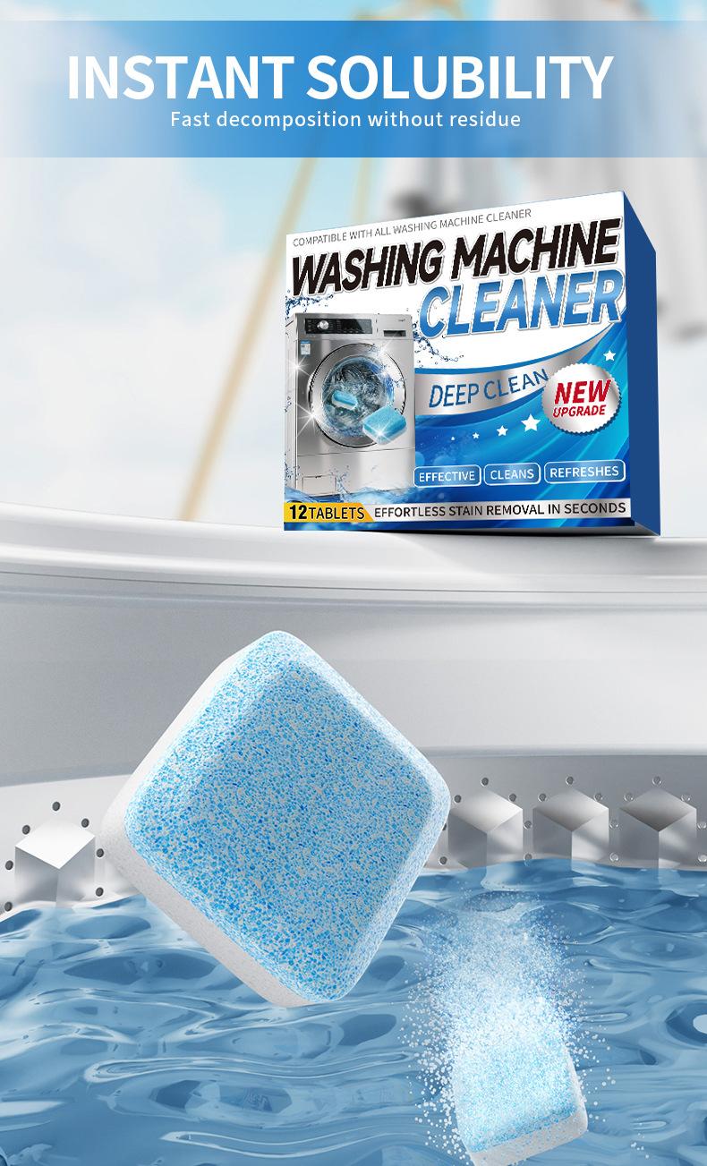 Washing Machine Cleaner Tablets, 3-in-1 Washer Tank Descaler & Stain Remover, Deep Cleaning Tablets for Front & Top Load Washers