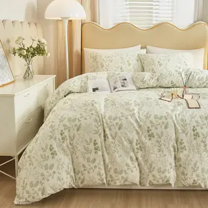 Green Floral Comforter King Size Boho King Comforter Fluffy for Women Boho Comforter 3 Warm Sets 1 Lightweight Comforter King and 2 Pillowcases, HBCOM07-K