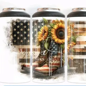 4 in 1 Can Cooler - sunflower boots Beverage Bottle Beverage Bottled
