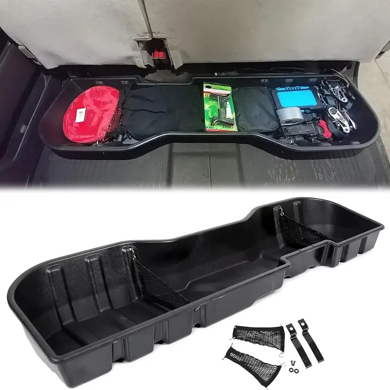 HECASA Classic Easy-Install Custom Fit Plastic Underseat Storage Bin for Fishing & Hunting, Compatible with 2007-2018 Silverado Crew Cab & 2007-2019 GMC Sierra 1500/2500HD/3500HD, Underseat Stowing & Tidying Tool Organizer Replacement for #23183674