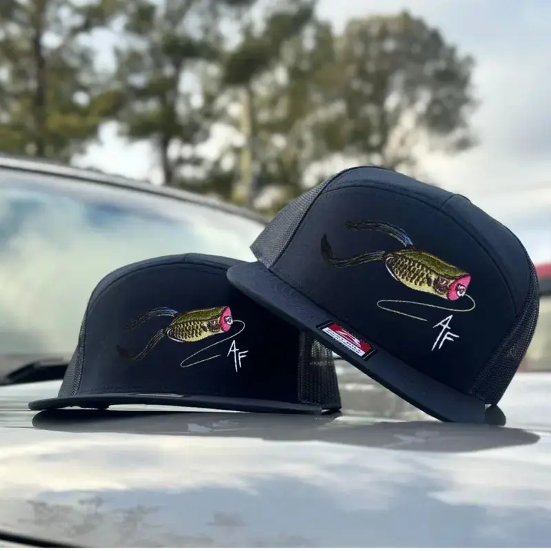 Bass Fishing Lure Trucker Hat | Vintage 7 Panel Mesh Snapback | Flat Bill Angler Fishing Cap | Gift for Fishermen
