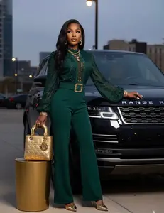 Emerald Green Lace-Detail Jumpsuit,