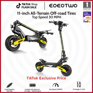 EOEOTWO Electric scooter, long distance 30-40 miles, 1200W maximum motor, 11-inch off-road tires, 30 MPH, LCD display, double suspension, maximum load capacity 330 pounds, adult commuter electric scooter