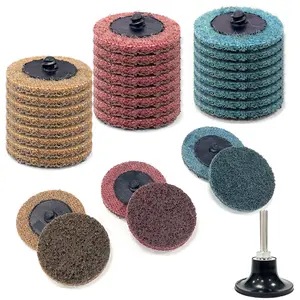 31 Pack 2 inch Nylon Surface Conditioning Quick Change Sanding Discs with R-TypeBacking, 10 Pcs Each of Coarse Medium Fine, with 1/4 inch Disc Pad Holder, for DieGrinder Polish Burr Rust Paint Removal