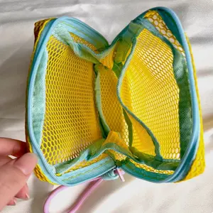 Dopamine Colorful Grid Makeup Bag Large Mesh Portable Travel Cosmetic Bags Storage Pouch Makeup Organizer Pouch