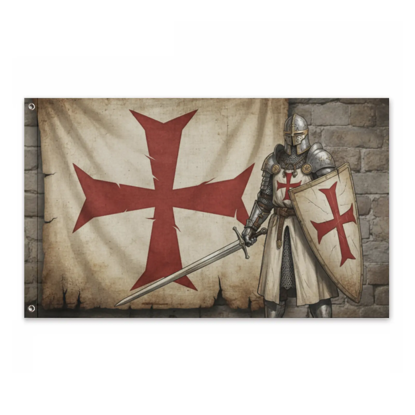 3X5 Outdoor Medieval Crusader Battle Flag, Polyester Banner Flag, Durable, Machine Washable, Suitable For College And Home Garden Decor Indoor Outdoor, Garden Flag House Flag Banner Decoration Courtyard Porch Lawn 90Cm*150Cm