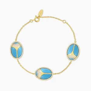 Triple Elevated Scarab Turquoise Bracelet