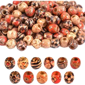 300 count 12mm  Painted  Hair Beads Round Loose Wooden Bead for  Making DIY Macrame Rosary Bracelet Necklace Hair Crafts