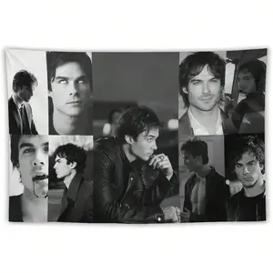 Tapestry  Damon Celebrity And Decorations Ian Stuff Wall Hanging Flag Tapestry, For Party Bedroom Living Room Home And Outdoor Garden Patio & University Dorm Decor Gift.