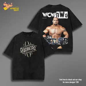 Retro GOLDBERG WWE Washed T-Shirt | Vintage Graphic Design | Iconic Wrestling Print | Classic Fan Apparel Cotton Fabric
