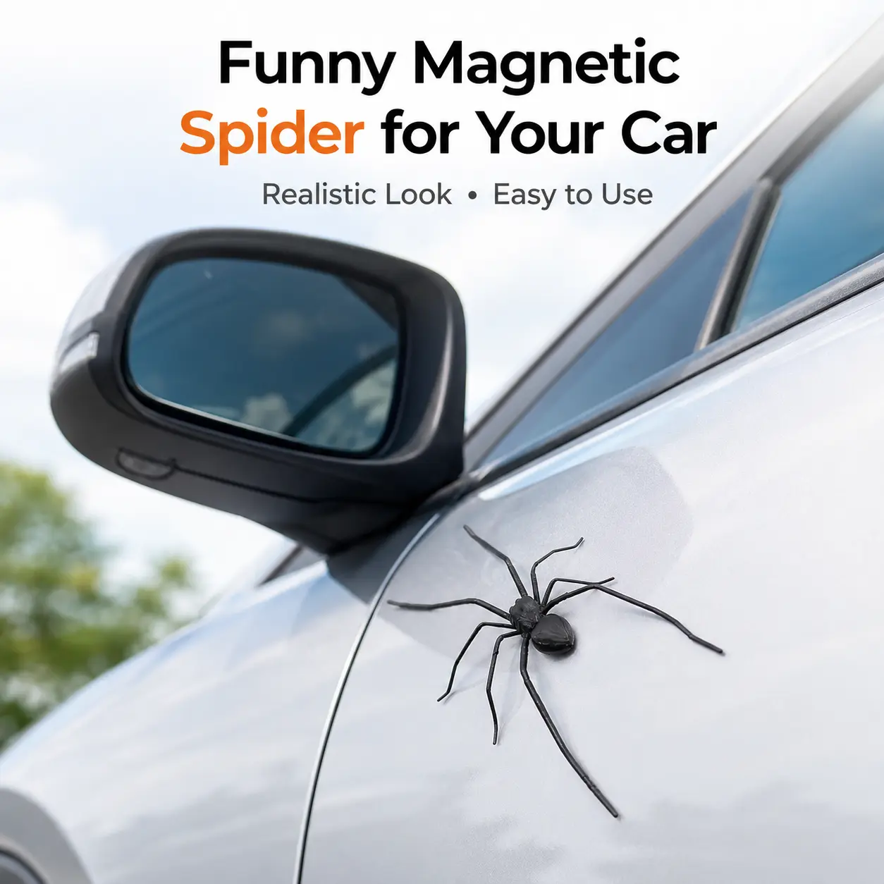 Funny Magnetic Spider Car Decor – Realistic Removable Magnet for Cars, Trucks, Motorcycles, Garage Doors & Metal Surfaces