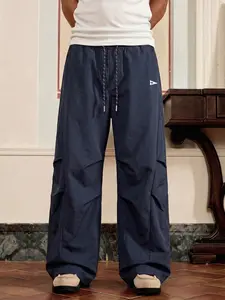 Men's Ice Silk Casual Pants 2026 New Style, Loose Straight Leg Long Pants, Summer Thin Fashion, Colorblock American Bent Knife Wide Leg Pants