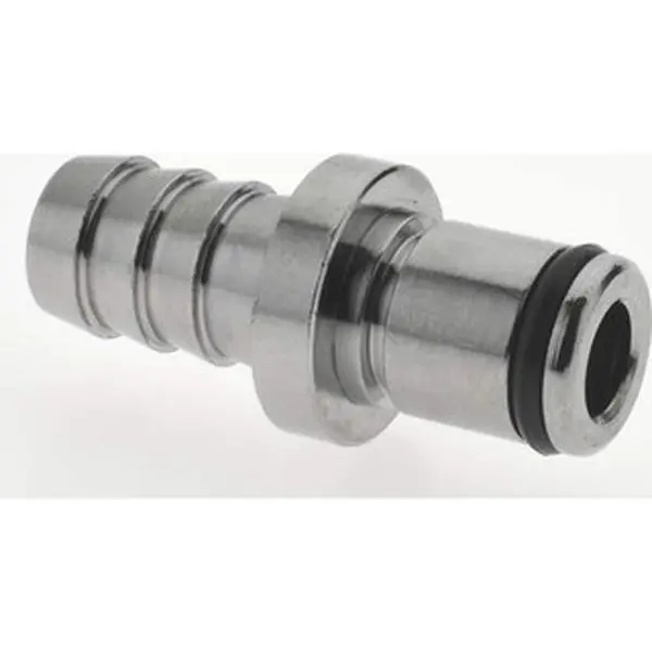 CPC Colder Products Chrome-Plated Brass Quick Disconnect Hose Barb Inline Coupling Insert with Barbed End, 3/8" Inside Tube Diam, 250 Max PSI, -40 to 180°F, 1.22" OAL, 0.65" Overall Height, LC22006