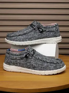Men's Breathable Canvas Casual Slip-On Shoes, Sneaker, No Laces, Lightweight Soft Sole, Flag Liner, Perfect for Independence Day & Memorial Day