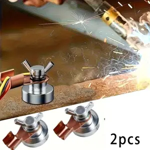 2pcs Magnetic Welding Clamp for Steel Pipes and Plates, Welding Magnet, High Temperature Insulation, Instant Grounding, Professional Conductivity