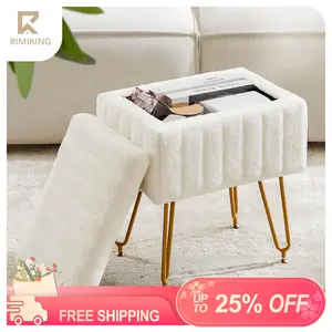 RIMIKING Storage Ottoman with Metal Legs,Versatile Storage,Plush Upholstery,Compact Dimensions,Sturdy Build,Stylish Design，C-ASM-K253