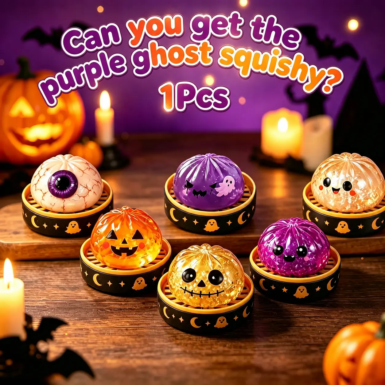 Spooky Halloween Ghost Dumpling Glitter Squishy, Stress Relief Fidget Toy, Portable Hand Squeeze Toy, Random Style 1 Piece, Perfect for Party Favors Trick Treat Bags Holiday Gifts