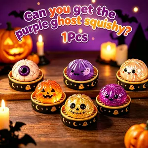 Spooky Halloween Ghost Dumpling Glitter Squishy, Stress Relief Fidget Toy, Portable Hand Squeeze Toy, Random Style 1 Piece, Perfect for Party Favors Trick Treat Bags Holiday Gifts