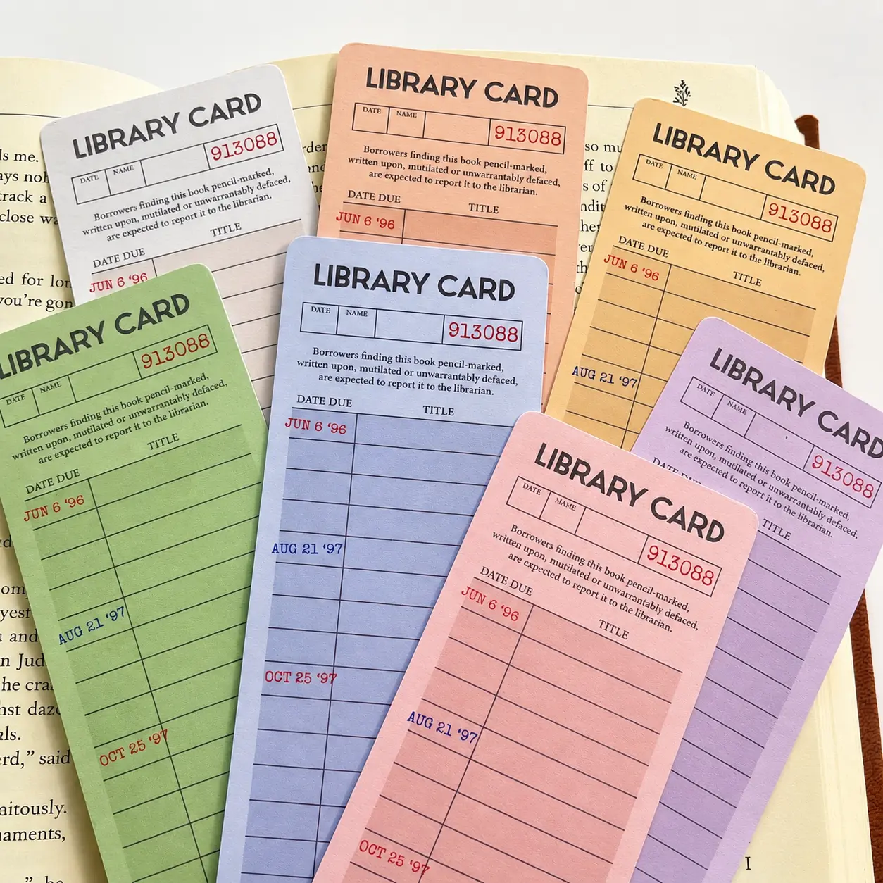 Library Card Bookmark, Pastel Retro Reading Tracker, Double-Sided Book Mark, Cute Aesthetic Stationery, Book Lover Gift