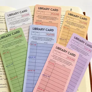 Library Card Bookmark, Pastel Retro Reading Tracker, Double-Sided Book Mark, Cute Aesthetic Stationery, Book Lover Gift