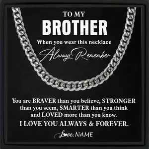 To My Brother Silver-Tone Cuban Link Chain Necklace – Bold Inspirational Gift Necklace tiktokshopspringglowup