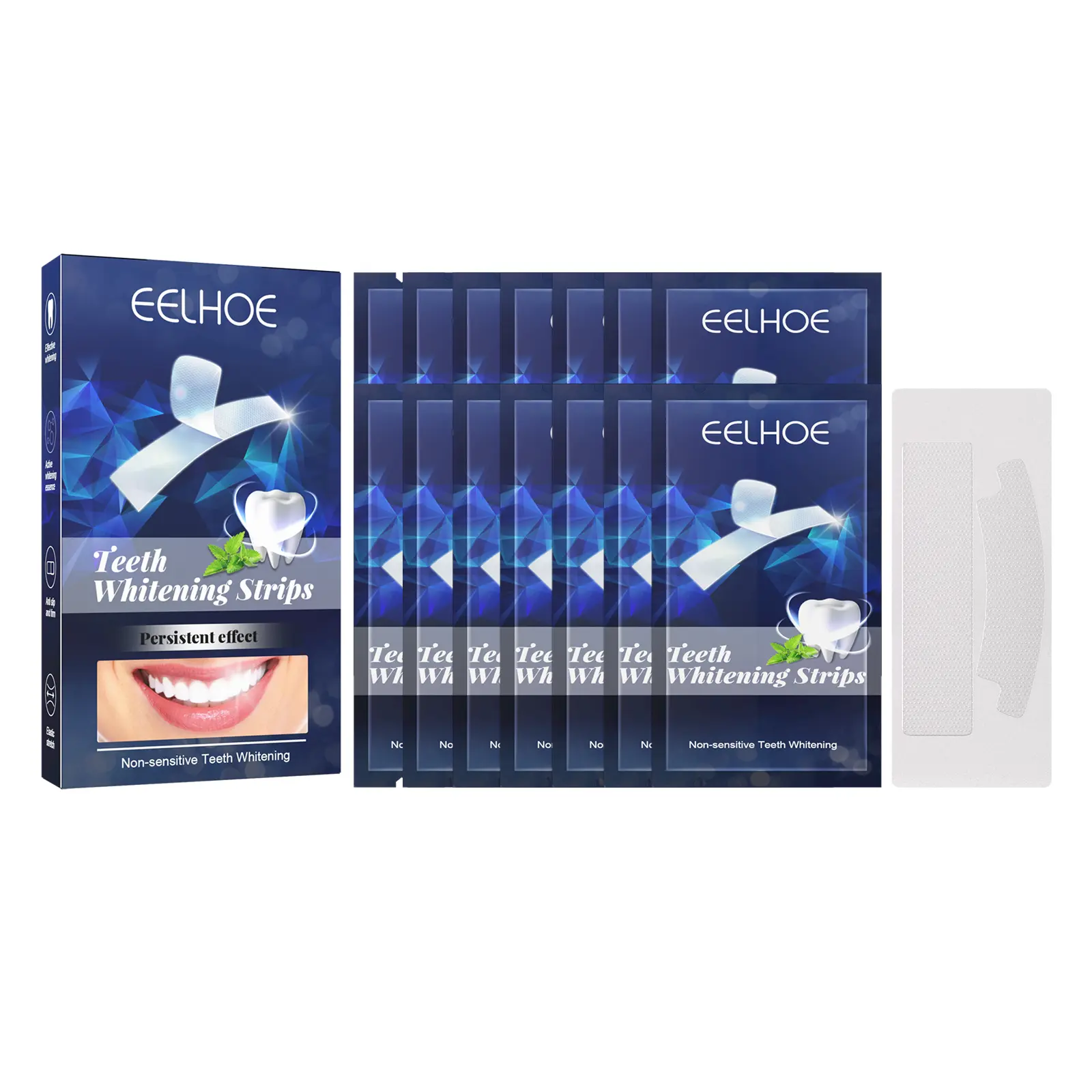 White Teeth Whitening Strips - 7/14 Whitening Sessions - Safe for Enamel - Non Sensitive Teeth Whitening - Peroxide-Free