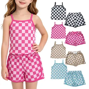 Kids Girl Summer Outfit Plaid Girl Summer Shorts Set Clothing Outfit