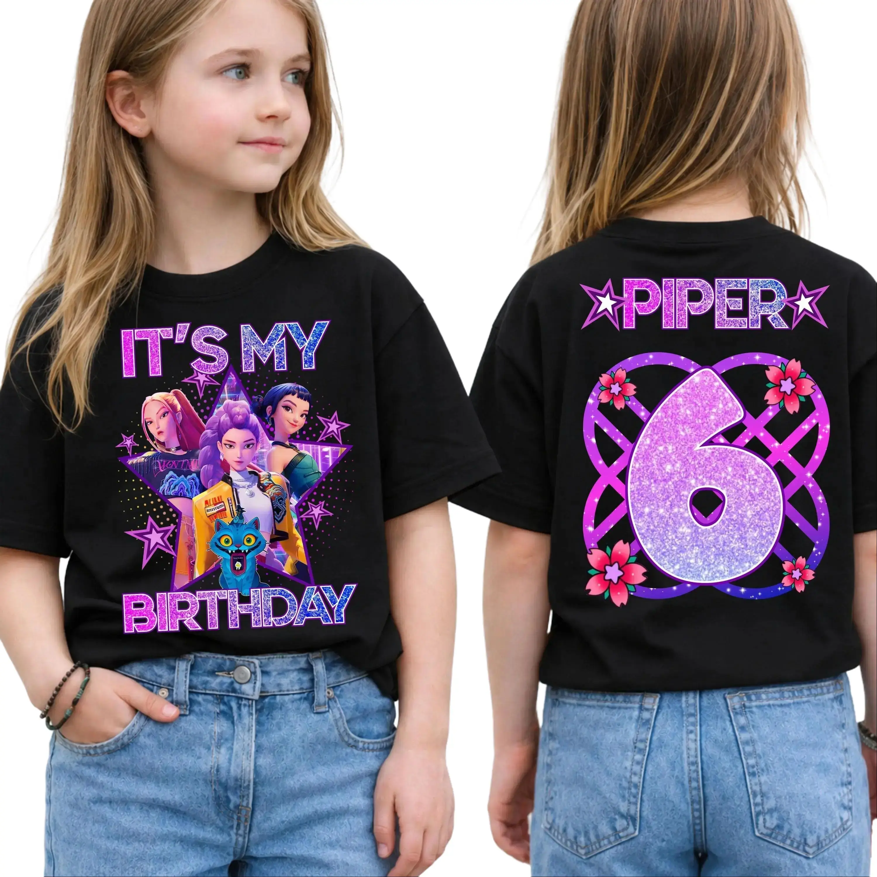 Personalized Birthday Girl Tshirt: K-Pop Party Theme, Family Matching Tee, All Sizes