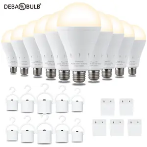 DEBAOBULB 3000K Warm Light E26 120V 9W Rechargeable Battery Operated Emergency LED Lamp Multifunctional Hook Included Home Energy Saving Lighting ,Father's Day Gift