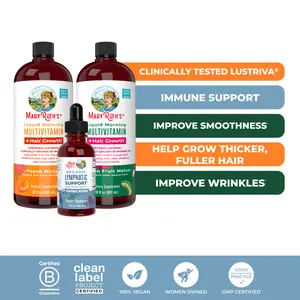 MaryRuth's Daily Multivitamin, Hair, & Lymphatic Support Bundle - Liquid Morning Multivitamin + Hair Growth Peach Mango 30 oz - Liquid Morning Multivitamin + Hair Growth Dragon Fruit Melon 30 oz - Lymphatic Support Herbal Blend 1 oz