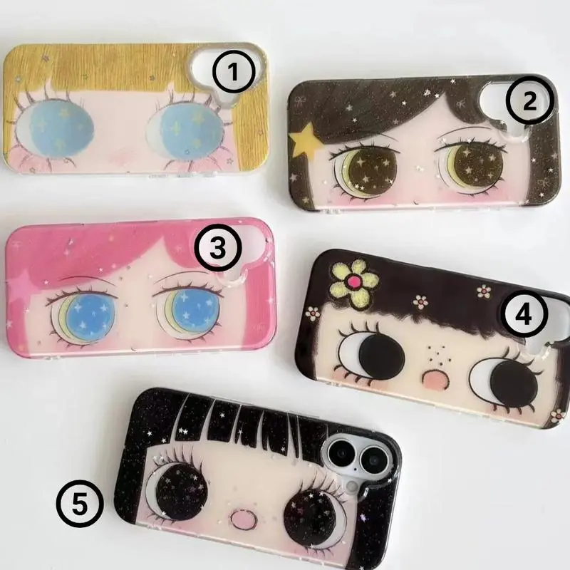 Kawaii Cute Black Big Eyes Cool Iphone Case Is Suitable Case for iPhone 17, 16, 15, 14, 13, 12, 11 Pro Max