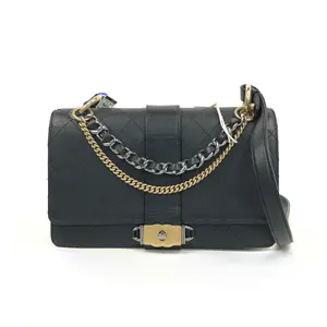 Pre-owned CHANEL canvas Shoulder Bags chain flap quilted calfskin Medium shoulder bag JV00207