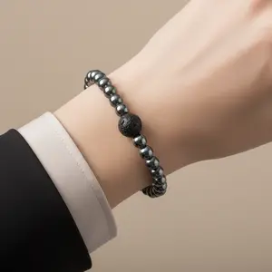 QueLindo - Hematite & Volcanic Rock Bracelet