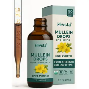 Natural Organic Mullein Lung Drops, USDA Certified Organic, Vegan, Non-GMO, 2 fl oz, Unflavored