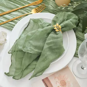 12 Pack 20"x20" Sage Green Boho Gauze Cheesecloth Napkins Bulk Rustic Dinner Table Decor for Wedding Bridal Baby Shower Party