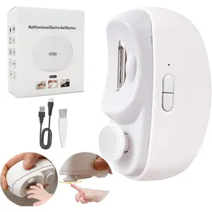 2-in-1 Polished Automatic Baby Nail Trimmer, Electric Baby Nail Clippers, Safe & USB Rechargeable Baby Nail File with Nail Clip Storag, LED Light, Nail Clipper Suitable for Babies, Kids