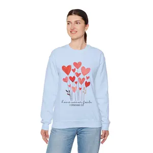 Watercolor Heart Bouquet Sweatshirt | Love Never Fails 1 Corinthians 13:8