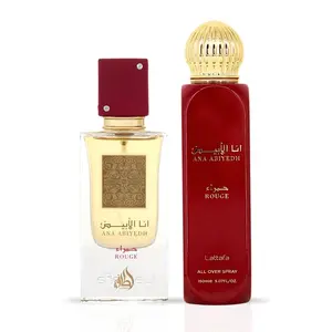 Ana Abiyedh Rogue Eau de Parfum Spray 60ml (2.0 oz) & All Over Spray 150ml (5.07 oz) by Lattafa | Fruity, Floral & Gourmand (Bundle)