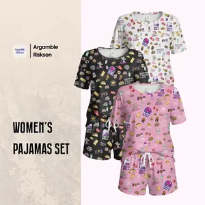 Women’s Short Sleeve Pajama Set – Soft Summer Sleepwear, Cozy Loungewear, Cute Printed Nightwear, Gift for Her