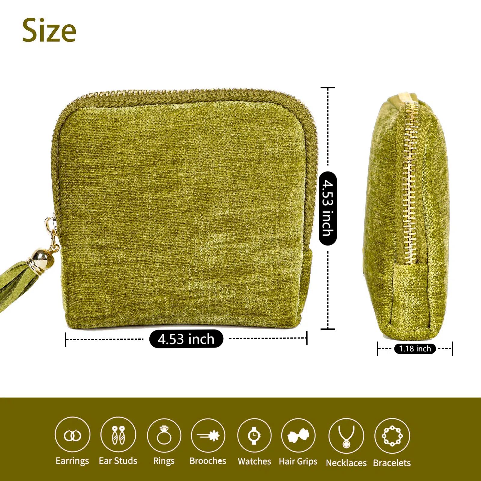 BOOVO Women's Premium Velvet Jewelry Organizer - Satin 5-Compartment Tassel-Zippered Roll Bag, Compact Portable Zipper Pouch, Mini Travel Product & Travel Accessory for Necklaces, Rings, Earrings, Ideal for Home Use, Gifts for Women, Zipper Pouches BOOVO Women's Premium Velvet Jewelry Organizer - Satin 5-Compartment Tassel-Zippered Roll Bag, Compact Portable Zipper Pouch, Mini Travel Product & Travel Accessory for Necklaces, Rings, Earrings, Ideal for Home Use, Gifts for Women, Zipper Pouches