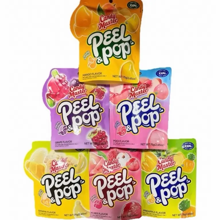 Candy Master Peel & Pop Peelable Gummies 150g (2 Packs) OR 225g (3 Packs) - Assorted Fruity Flavors - Halal Gummy with Fruit Juice Peelerz Snack sweet chewy s outdoorfun