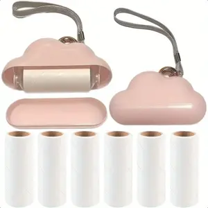 Reusable Lint Roller with Cover Mini Lint Roller Travel Size Lint Rollers for Pet Hair Extra Sticky Portable Lint Roller for Clothes for Furniture with 210 Sheets Refillable Pink