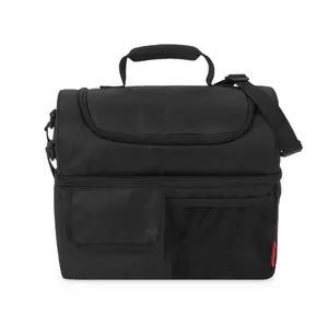Dual Compartment Adult Lunch Size Cooler, Black