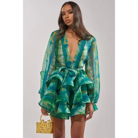 SEA BREEZE RUFFLE MINI DRESS