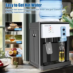 Top Loading Water Cooler Water Dispenser, 5 Gallon Hot and Cold Water Dispenser 3 Temperature Settings Hot Cold & Room Water Detachable Collection Box & Excellent Heat Dissipation (Black+White)